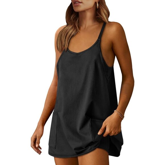 Women Summer Mini Romper Workout Sport Outfits Shorts Trendy Vacation Dress - Picture 1 of 8